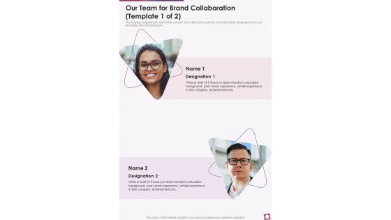 Partnership Collaborate Our Team For Brand Collaboration One Pager Sample Example Document