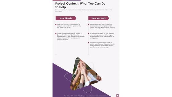 Partnership Collaborate Project Context What You Can Do To Help One Pager Sample Example Document