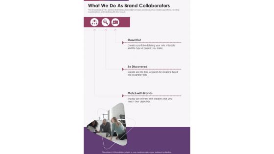 Partnership Collaborate What We Do As Brand Collaborators One Pager Sample Example Document