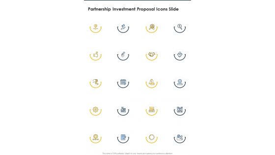 Partnership Investment Proposal Icons Slide One Pager Sample Example Document