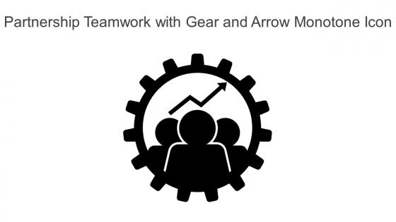 Partnership Teamwork With Gear And Arrow Monotone Icon In Powerpoint Pptx Png And Editable Eps Format