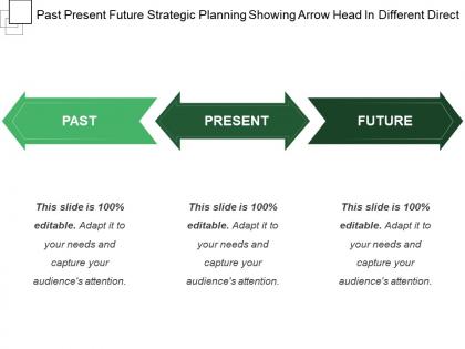 Past present future strategic planning showing arrow head in different direct