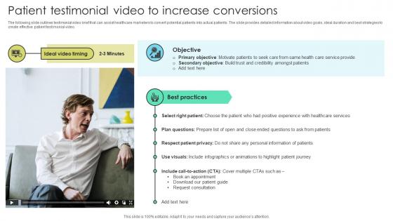 Patient Testimonial Video To Increase Conversions Increasing Patient Volume With Healthcare Strategy SS V