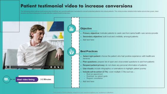 Patient Testimonial Video To Increase Conversions Strategic Healthcare Marketing Plan Strategy SS