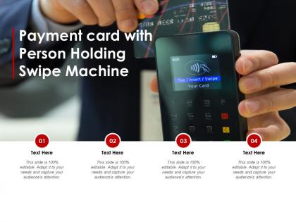 Payment card with person holding swipe machine