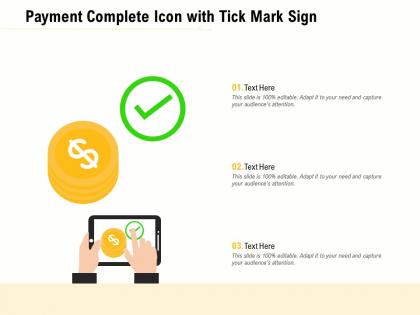 Payment complete icon with tick mark sign
