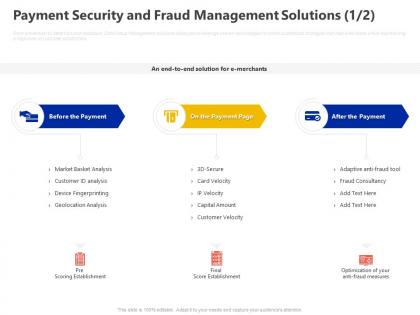 Payment security and fraud management solutions ppt powerpoint presentation pictures graphic