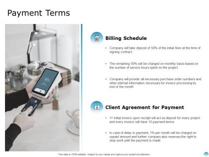 Payment terms client agreement ppt powerpoint presentation gallery outfit