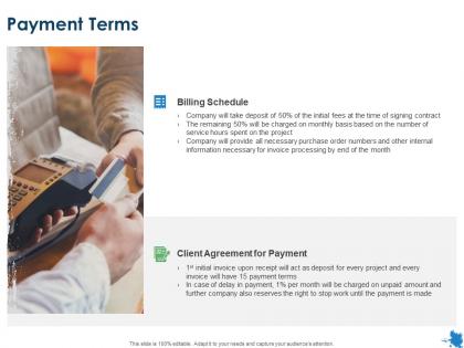 Payment terms client agreement ppt powerpoint presentation show outfit