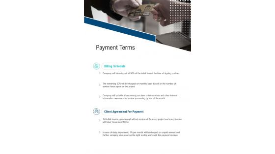 Payment Terms Contractor Services Proposal One Pager Sample Example Document