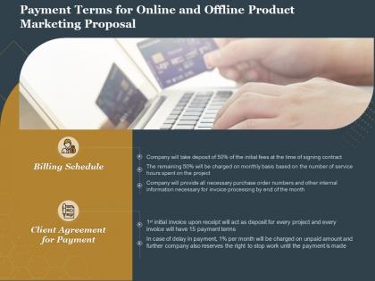 Payment terms for online and offline product marketing proposal ppt show