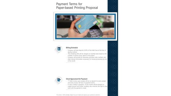 Payment Terms For Paper Based Printing Proposal One Pager Sample Example Document