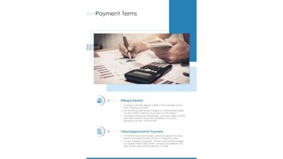 Payment Terms Real Estate Proposal One Pager Sample Example Document