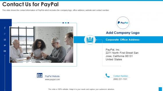 Paypal investor funding elevator contact us for paypal ppt slides infographic template