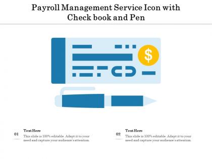 Payroll management service icon with check book and pen