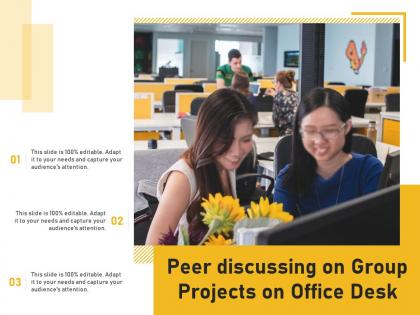 Peer discussing on group projects on office desk