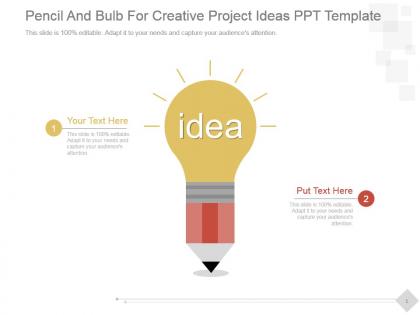 Pencil and bulb for creative project ideas ppt template