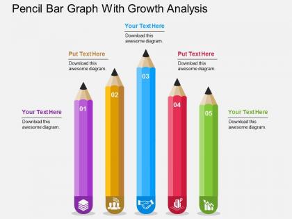 Pencil bar graph with growth analysis flat powerpoint design