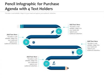 Pencil infographic for purchase agenda with 4 text holders