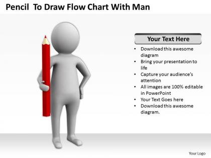 Pencil to draw flow chart with man ppt graphics icons powerpoint