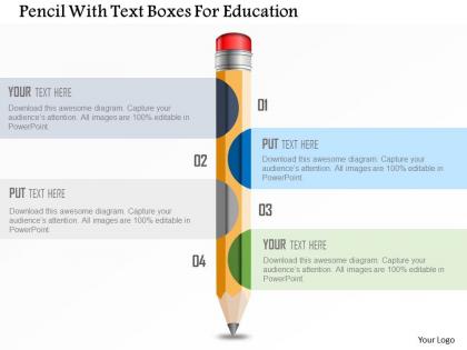 Pencil with text boxes for education powerpoint template