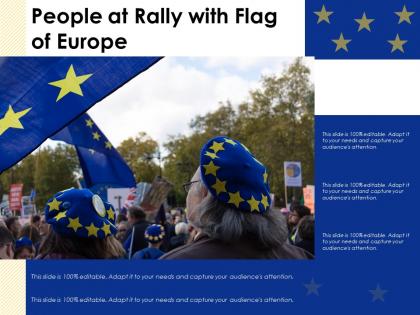 People at rally with flag of europe