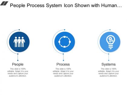 People process system icon shown with human arrows and bulb gear image