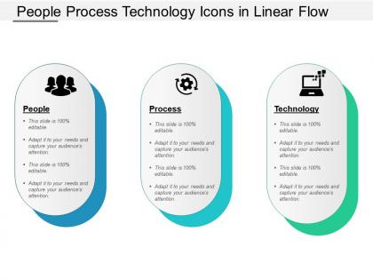 People process technology icons in linear flow