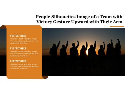 People silhouettes image of a team with victory gesture upward with their arm