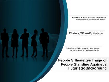 People silhouettes image of people standing against a futuristic background