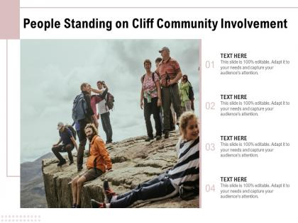 People standing on cliff community involvement
