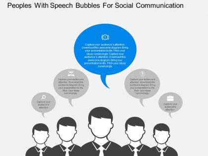 Peoples with speech bubbles for social communication flat powerpoint design