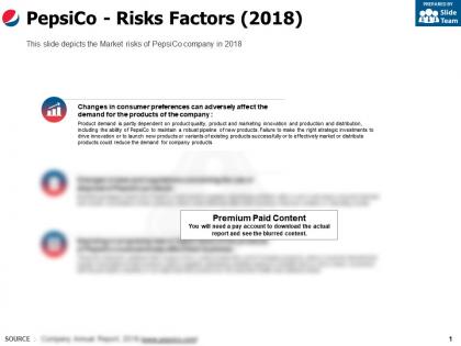 Pepsico risks factors 2018