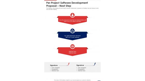 Per Project Software Development Proposal Next Step One Pager Sample Example Document