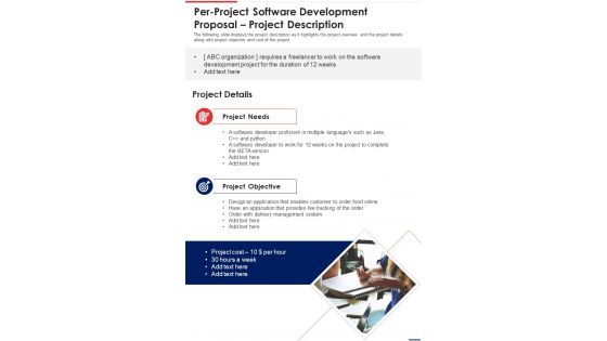 Per Project Software Development Proposal Project Description One Pager Sample Example Document