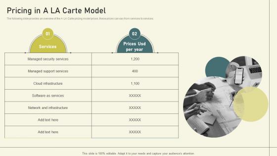 Per User Pricing Model For Managed Services Pricing In A La Carte Model Ppt Gallery Microsoft