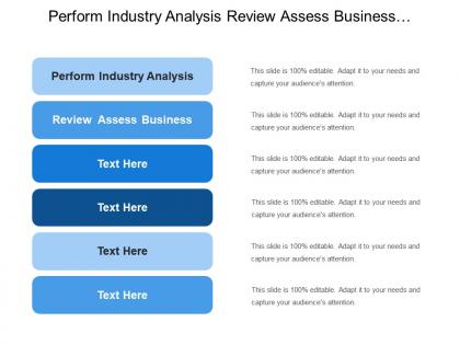 Perform industry analysis review assess business understand financial picture