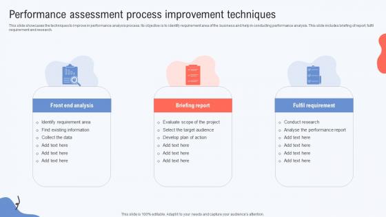 Performance Assessment Process Improvement Techniques