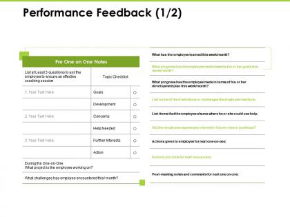 Performance feedback topic checklist ppt powerpoint presentation show diagrams