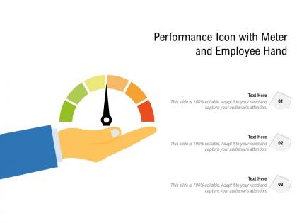 Performance icon with meter and employee hand