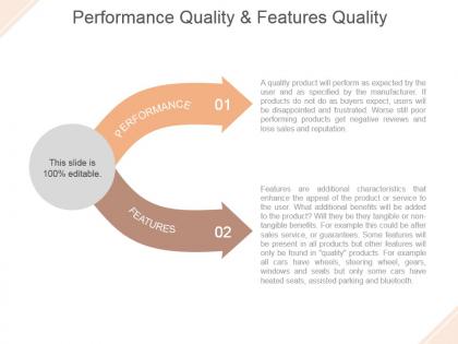 Performance quality and features quality powerpoint slide backgrounds