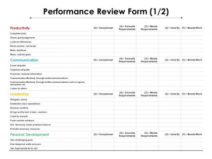 Performance review form 1 2 ppt powerpoint presentation show infographic template