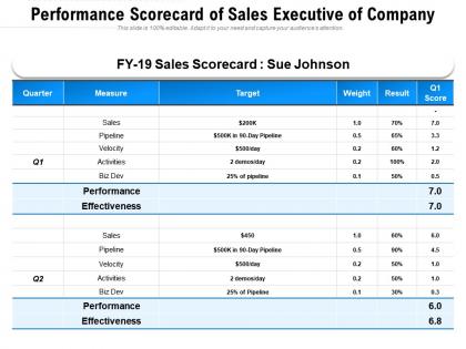 Performance scorecard of sales executive of company