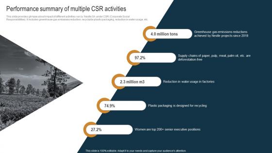 Performance Summary Of Multiple CSR Activities Nestle Internal And External Environmental Strategy SS V