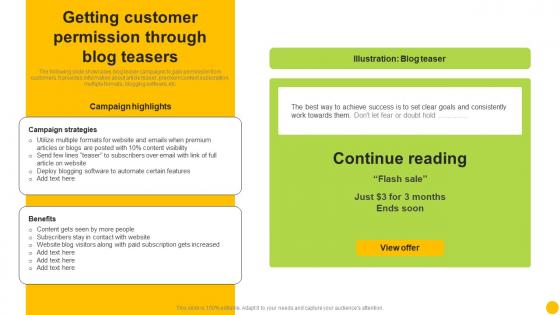 Permission Based Advertising Getting Customer Permission Through Blog Teasers MKT SS V