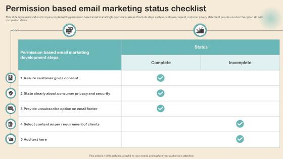 Permission Based Email Marketing Status Checklist