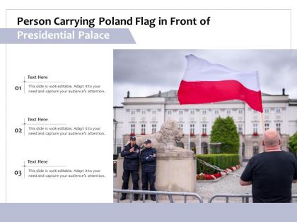 Person carrying poland flag in front of presidential palace