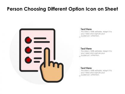 Person choosing different option icon on sheet