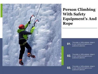 Person climbing with safety equipment s and rope