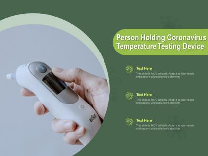 Person holding coronavirus temperature testing device ppt powerpoint presentation styles skills